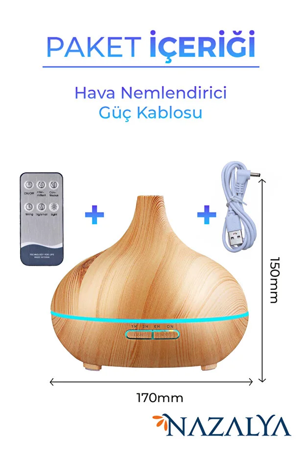 Büyük 550 Ml Hava Nemlendirici Ultrasonik Ortam Nemlendirici Oda Nemlendirici Işıklı Zamanlayıcılı
